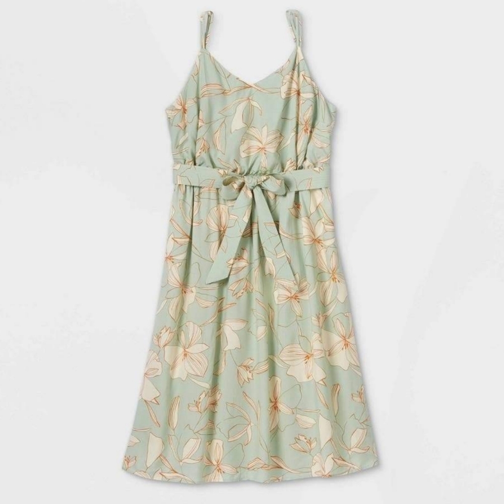 🆕️ Ava & Viv Wise Green Floral Dress Plus Size Green Strappy Summer Spring